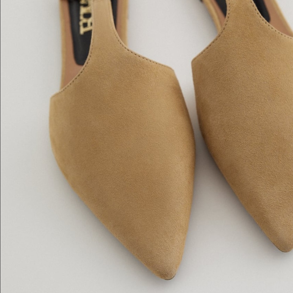 Zara tan color tied leather pointed mules - Picture 5 of 8